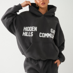 donkergrijze hoodie voor gated community – front view