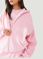 Label Hoodie Met Rits, Lichroze - Image 4