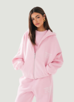 Lichroze hoodie met rits in 600x600 resolutie frontaal