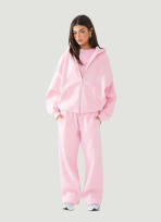 Label Hoodie Met Rits, Lichroze - Image 3