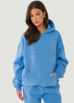 Lichtblauwe hoodie met relief design van Hidden Hills
