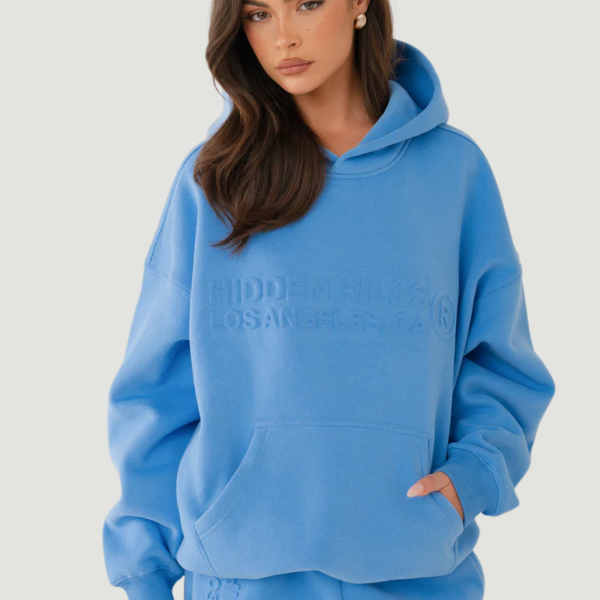 Lichtblauwe hoodie met relief design van Hidden Hills