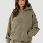 Zachte unisex hoodie-trui met capuchon en buidelzak, grijs