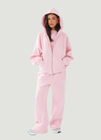 Label Hoodie Met Rits, Lichroze - Image 2